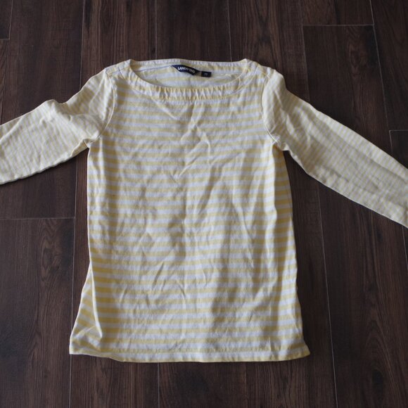 Lands' End Sale Boat Yellow Lemon Long Sleeve Women's Shirt - Picture 1 of 5